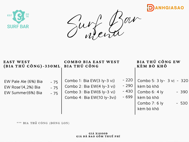 Menu-da-dang-cua-surf-bar-quy-nhon-1-danhgiasao